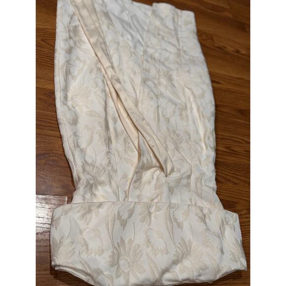 Alexis Isotta cream Floral Brocade Strapless Wrap Tie bride Dress small - Picture 10 of 13